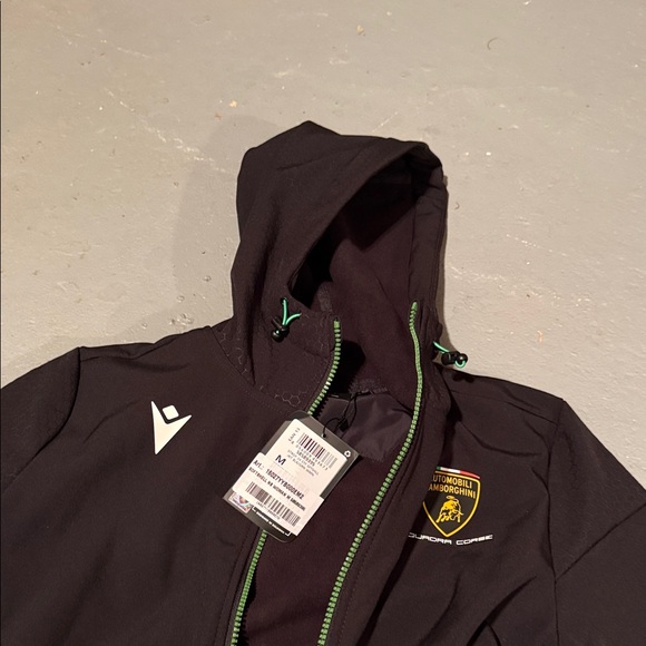 MACARON Lamborghini Motorsport Black Hooded soft shell medium NWT - Picture 3 of 10